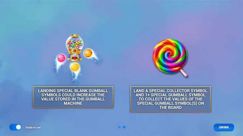 Sweet Candy Cash Stash – hlavní menu a nastavení slotu